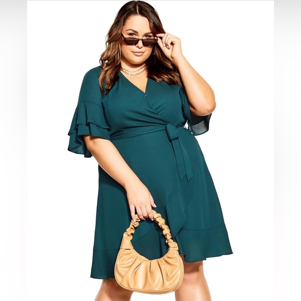 City Chic Isabella sea green dress size 14